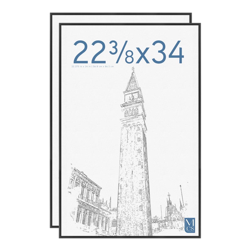 MCS Original Poster Frame 22.375x34 Black Lightweight Vertical & Horizontal Wall Hanging Large Picture Frame for Posters, Art Prints & Gallery Wall (2-Pack) - Image 1